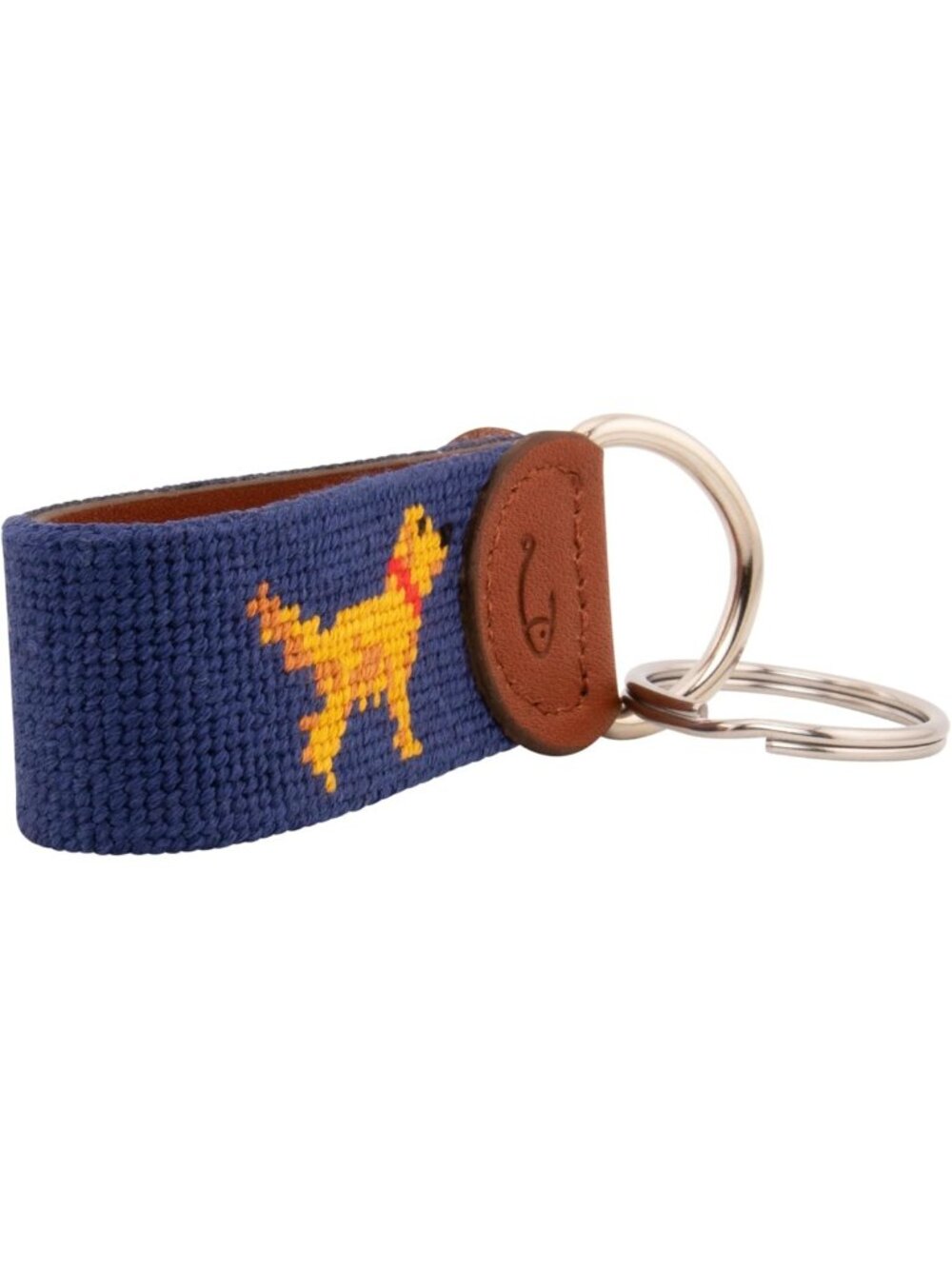 Hand-Stitched Leather Needlepoint Key Fob | Unique Key Chain Accessory - Picture 4 of 9